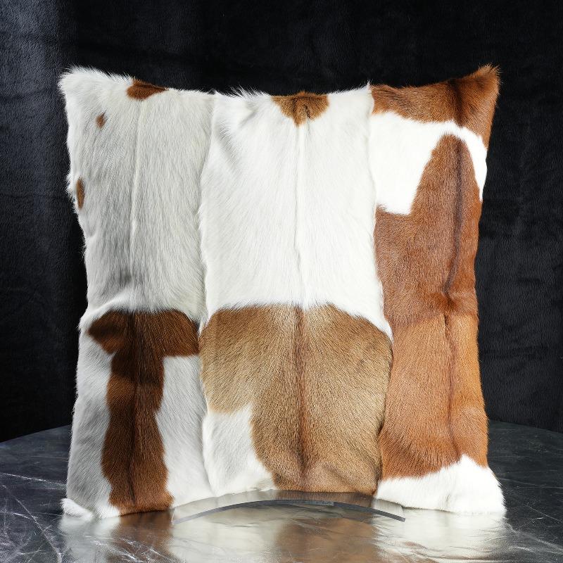 Plush Cow Print Pillowcase 50x50cm Double-sided Cushion Cover Artistic Color-block Throw Pillow Cover Home Decor