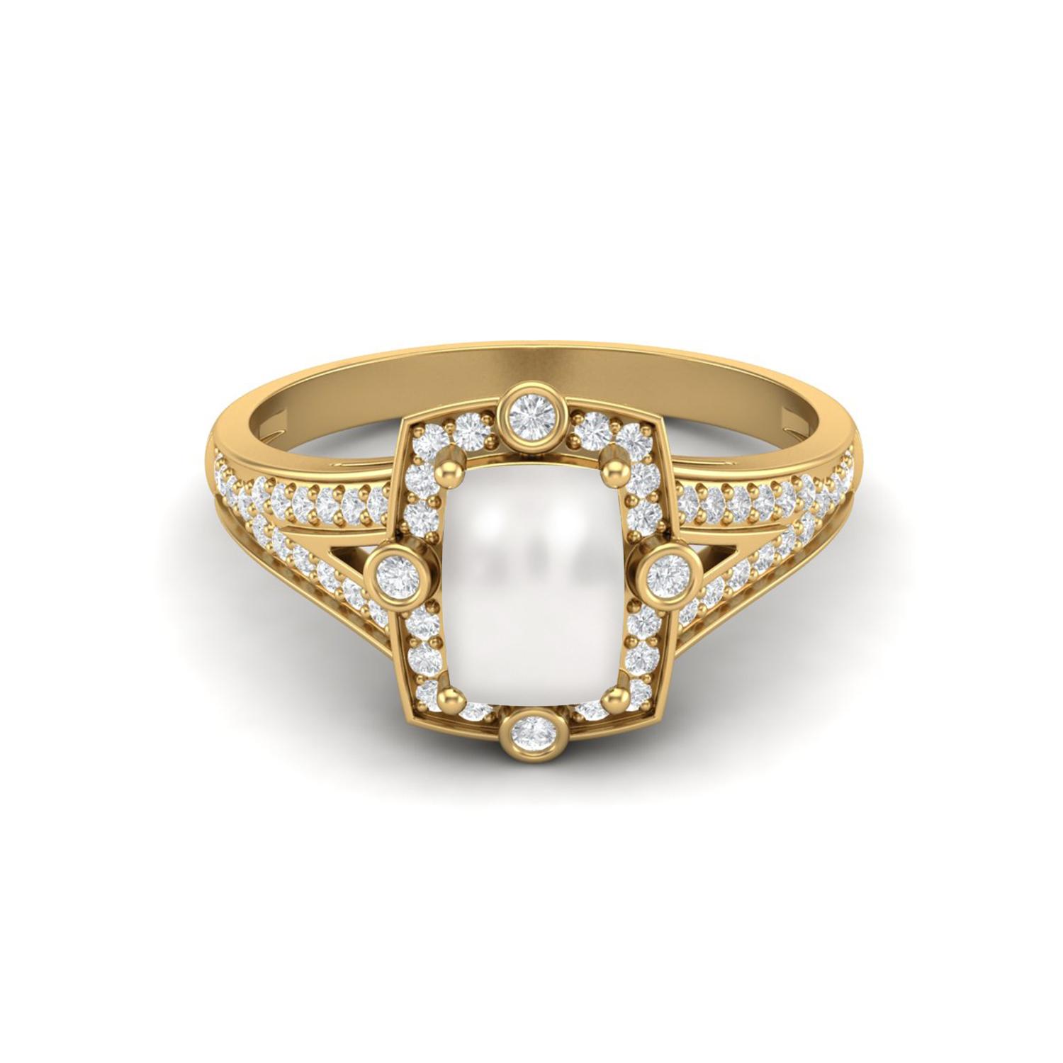 1.00 Cts Cushion Pearl 925 Sterling Silver Gold Vermeil Solitaire Split Shank Wedding Women Ring 12