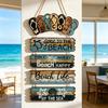 Wood Flip Flop Beach Sign, Hanging Coastal Welcome Door Sign, Vintage Rustic Farmhouse Wall Plaque for Front Door, Porch, Balcony, Summer Decor