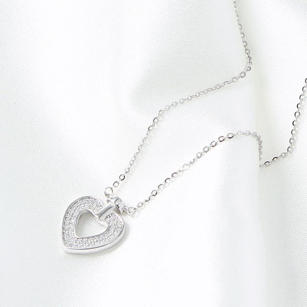 925 Silver Platinum Plated Unique Heart Necklace