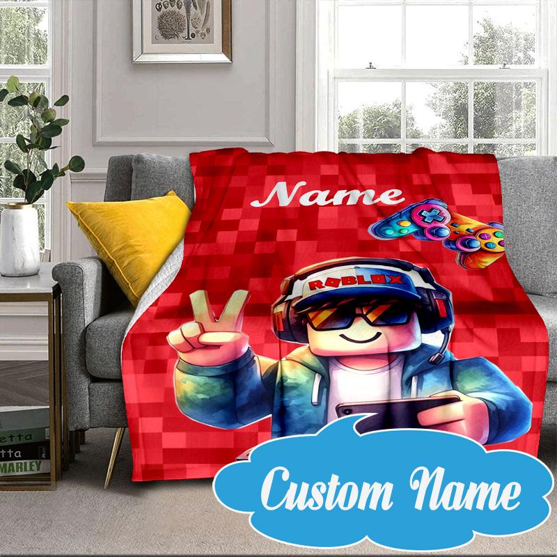 Custom Name Ro-blox Adventure Quests Blanket bed sofa Blanket Flannel Blanket for Camping, Hiking, Picnic Essentials,gift for Fan family