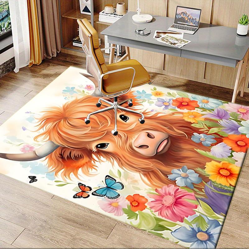 Highland Bull Chair Mat: Office Carpet Oversized Rug for Home Decor, Sofa Mat, Desk Pad, Gift Idea for Bedroom, Living Room & Any Room