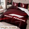 F1 Bedwäsche-Set mit Aufdruck Benutzerdefinierter Name Text 1 Bettbezug 2 Kissenbezüge für Schlafzimmer