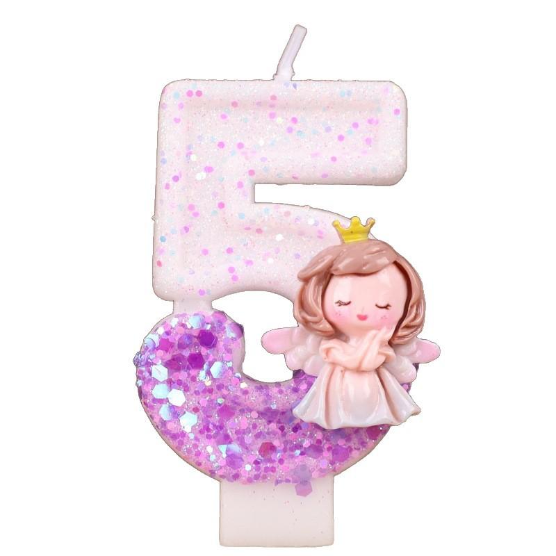 Creative Cake Digital Birthday Candle Purple Gradient Angel Girl Birthday Handmade Candle