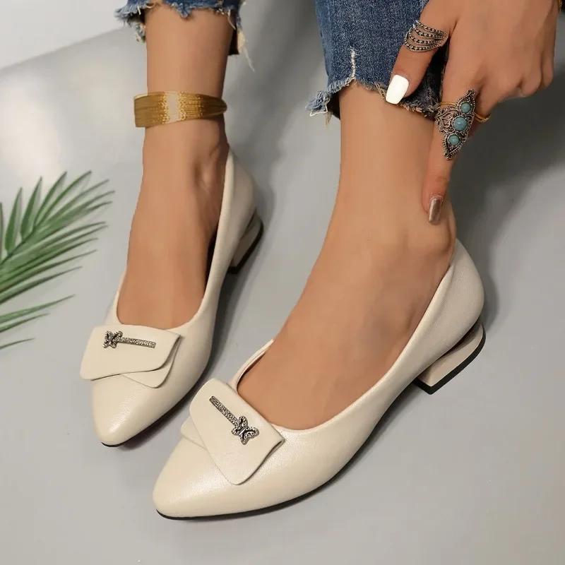 2024 New Versatile Thick Heel Business Casual Shoes Fashionable Women's Breathable Lace-up Shoes Buckle Shallow Sandals