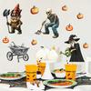 Indoor Halloween Party Supplies Wall Sticker, Pumpkin Witch Skeleton Printed, Self-adhesive Waterproof Holiday Atmosphere Accents PVC Decals,