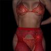 Fashion Luxury Red Crystal Sexy Body Chain Set Sexy Bikini Bra Short Skirt Body Jewelry Women