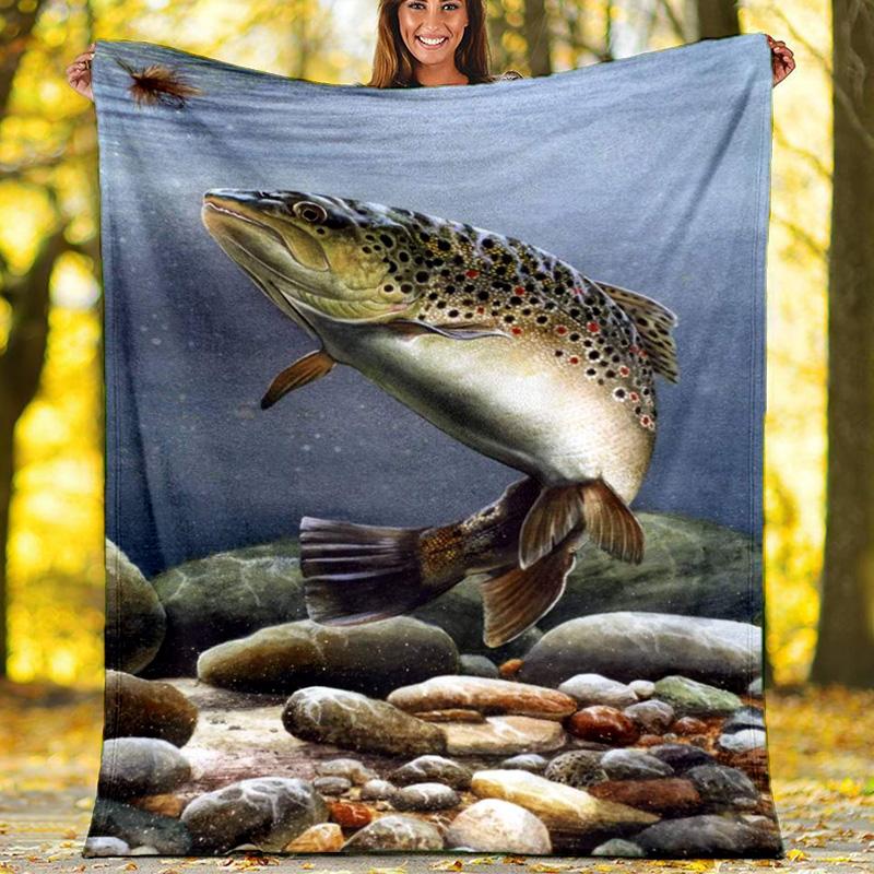 Lucky Koi Fish Water Splash Blanket, Vibrant Koi Flannel Throw Blanket for Home Decor 80cm x 120cm