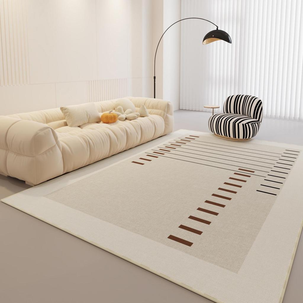 Luxury French-Style Cream Carpet: High-End, Stylish, & Scrubbable for Living Room or Bedroom