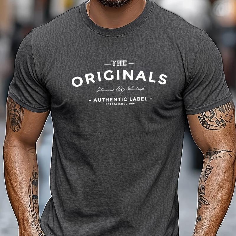 Pure Cotton Men's Loose T-shirt Breathable Casual Fashion Letter Pattern Printed Short Sleeved Round Neck Top