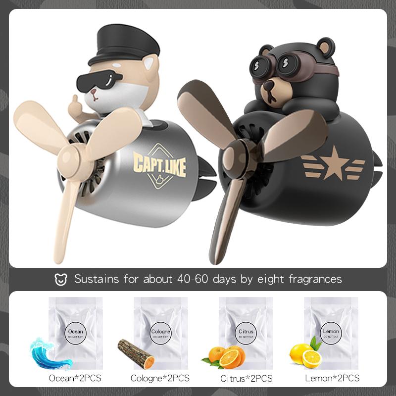 1SET/2PCS Pilots Car Air Fresheners Bear Dog Vent Clip Perfume Accessories Decoration Scent Fragrance Diffuser Airplane Ornament