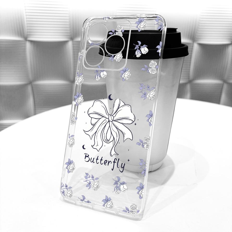 Für Realme C51 C51s C53 C60 / Realme Note 60 Handyhülle Bunte Schmetterlingsblume Girly Weiche Silikonhülle Transparente Rückseite