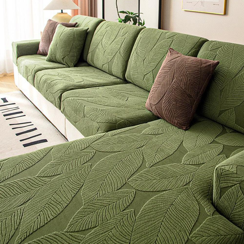 1PC Waterproof Jacquard Sofa Cover with Leaf Pattern Luxury Elastic Sofa Seat Cushion Covers Living Room Solid Sectional Covers