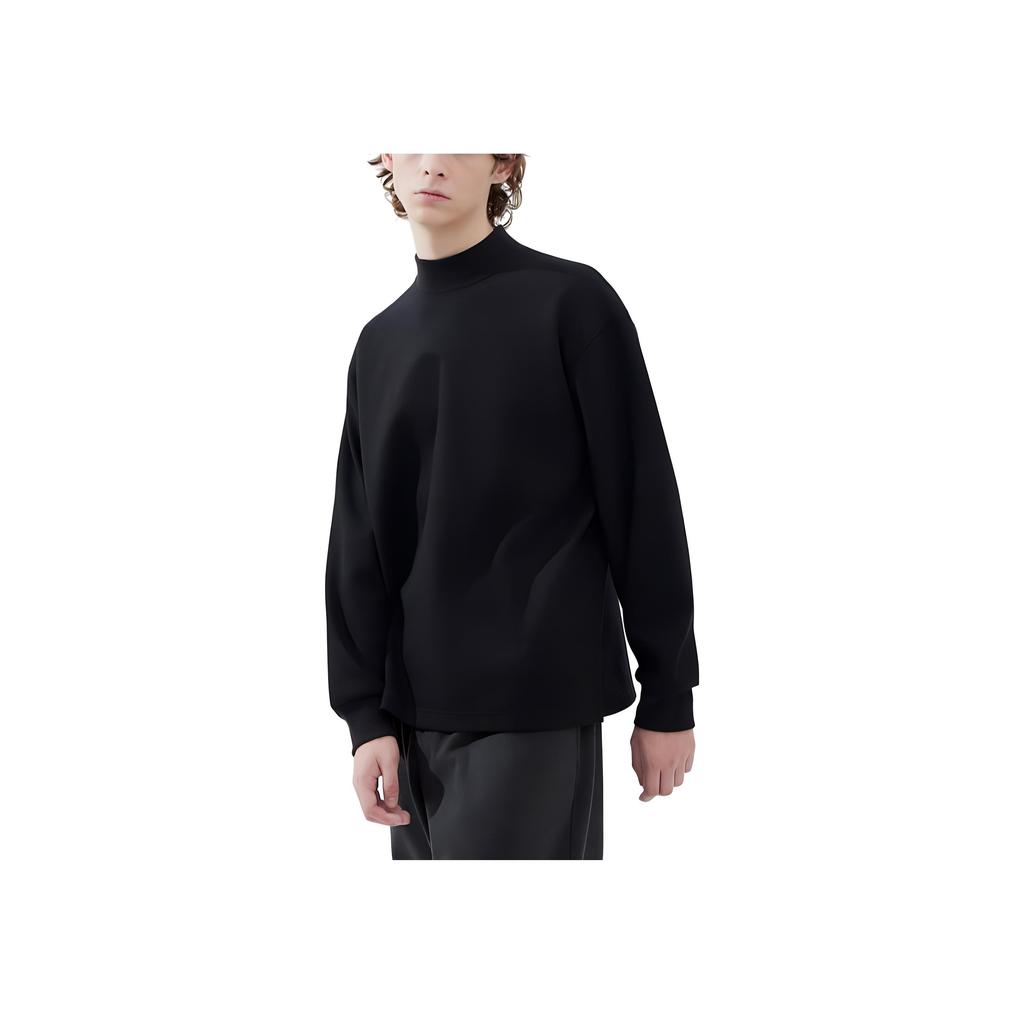 UNIQLO FW23 U Series Solid Color Knitted High Neck Long Sleeve T-Shirt Unisex Tops Black 461551-09