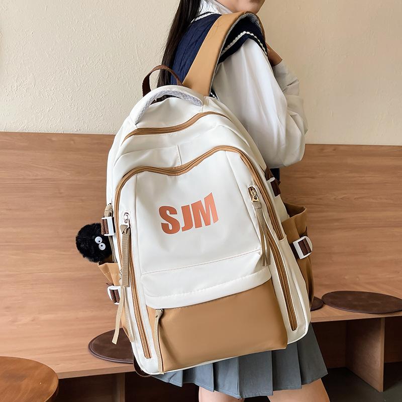 Backpack for College Students, Fashionable Color-blocking Backpack with Large Capacity