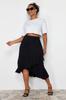 Women's Style Plus Size Black Midi Woven Skirt