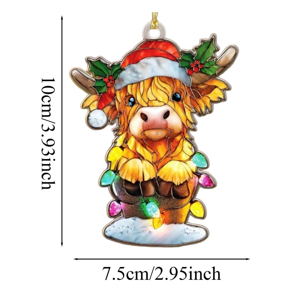 

Christmas Cow Ornaments Acrylic Cow Animal 2D Decorations Christmas Tree Ornament For Window Table Living Room Holiday Home Wall