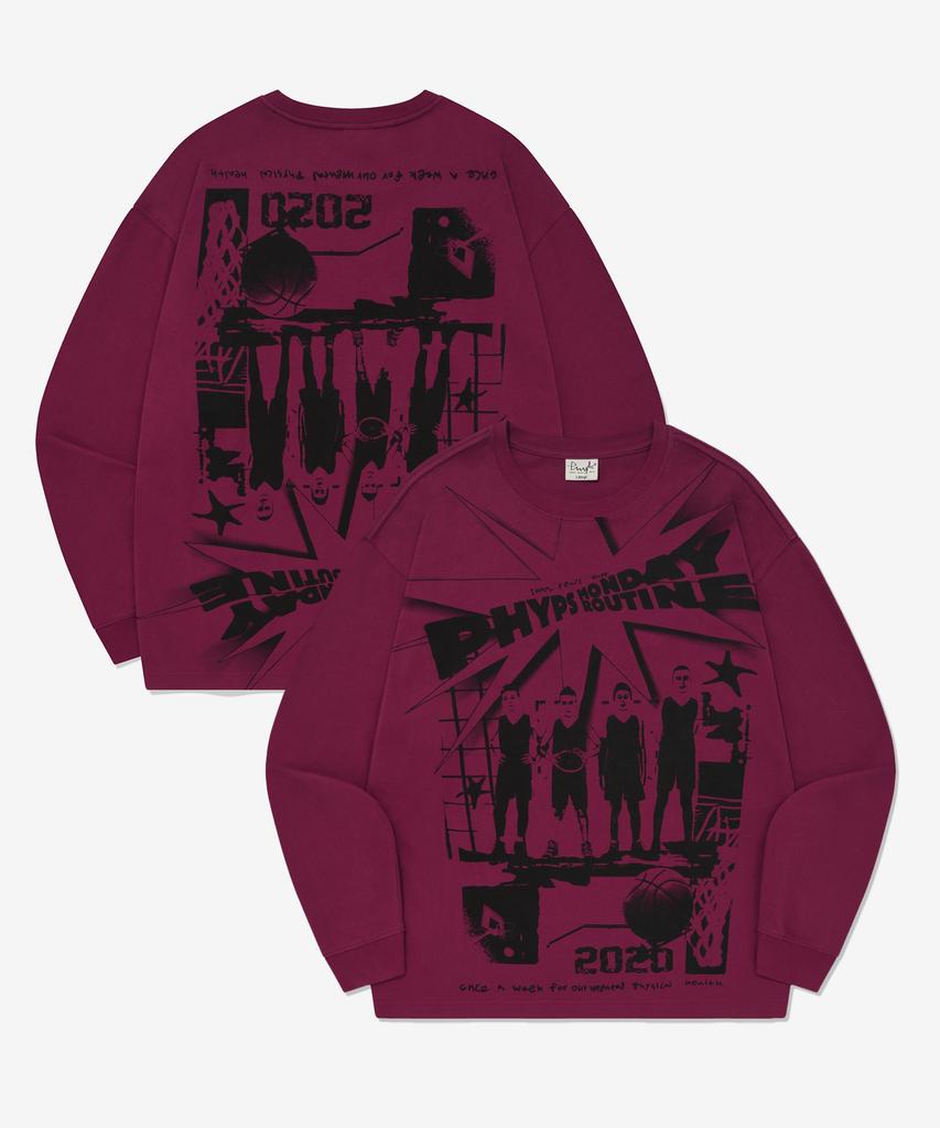 Physical Department Cartoon Basketball Ls Pink Red