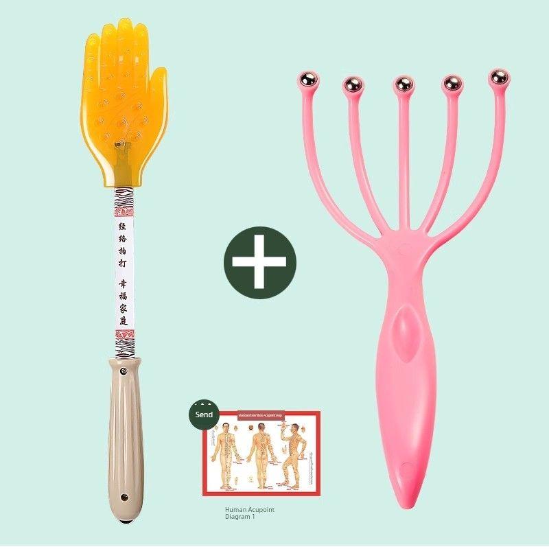 

Skin Scraping Board Silicone Five Finger Meridian Bat Small Yellow Clapping Device Massage Pat Tendons Relaxing and Activating Palm Shot