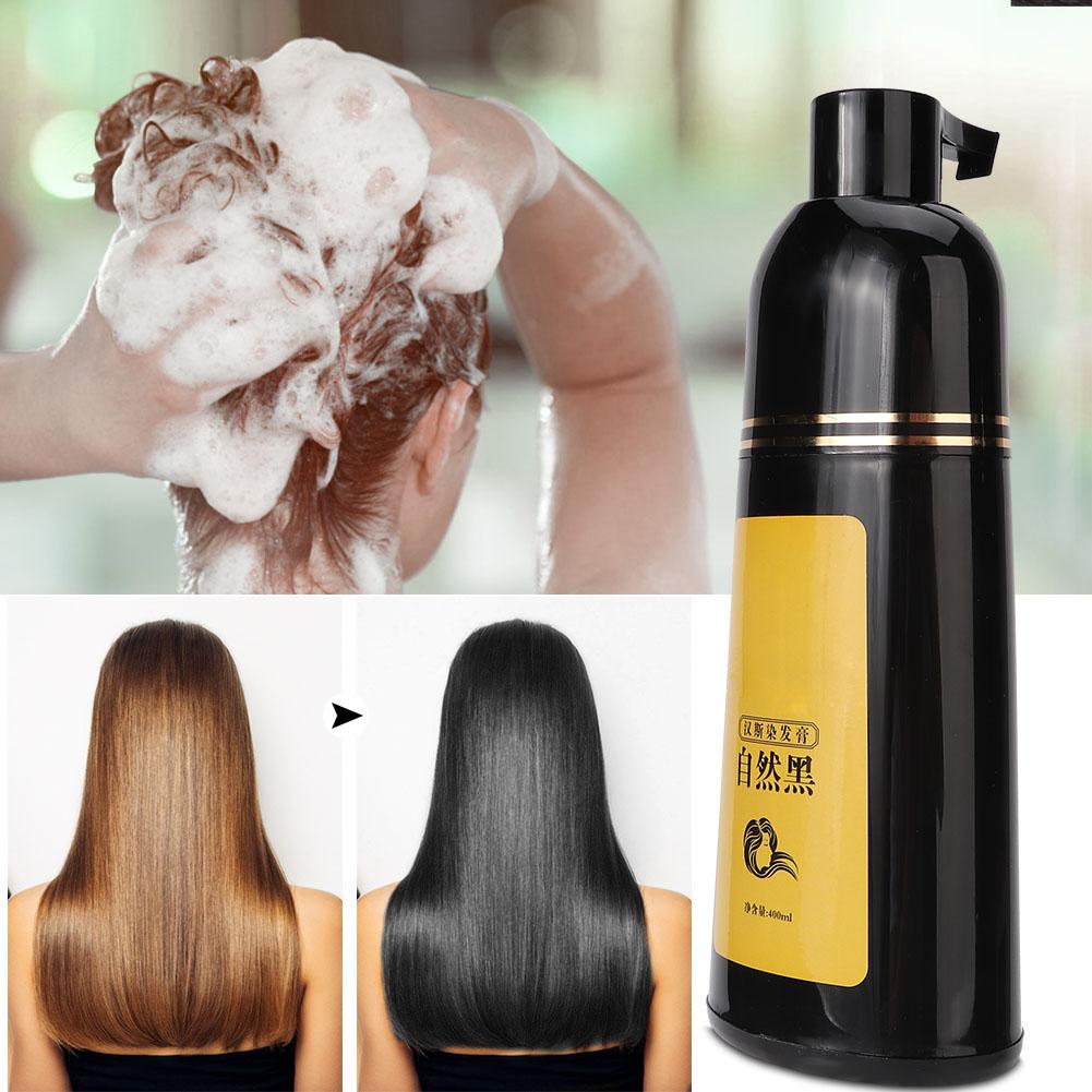400ml Natural Plant Black Hair Shampoo Hair Dye Black Coloring Shampoo Hair Care ShampooBlack 400ml