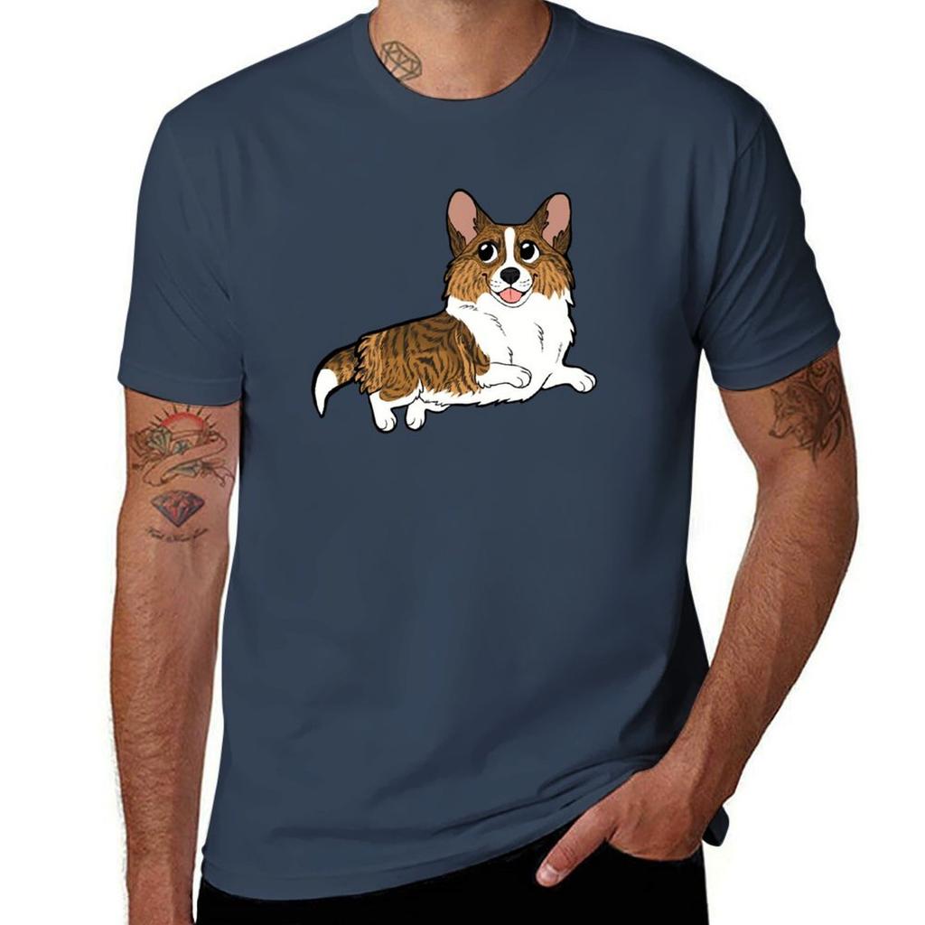 Cardigan Corgi (Brindle) Chibi Tshirt Trendy Casual Short Sleeve Shirt