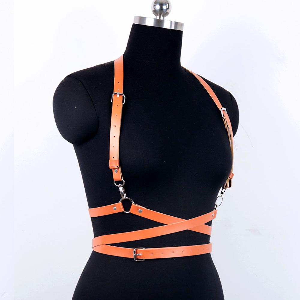 PU kůže Body Harness Pasový stahovák a Zdrženlivý Zavazovací Doplněk