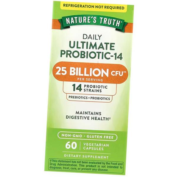 Пробиотики, Daily Ultimate Probiotic-14 25 Billion CFU, Nature's Truth  60вегкапс (69509005)