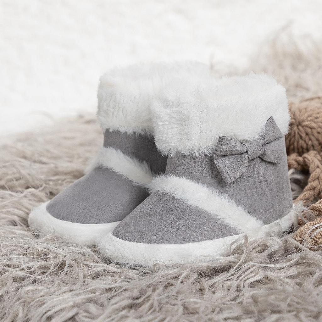 2025 Herbst/Winter Kleinkind Baumwollstiefel: Mit Schleife, Mehrfarbig, Rutschfeste Weichsohle