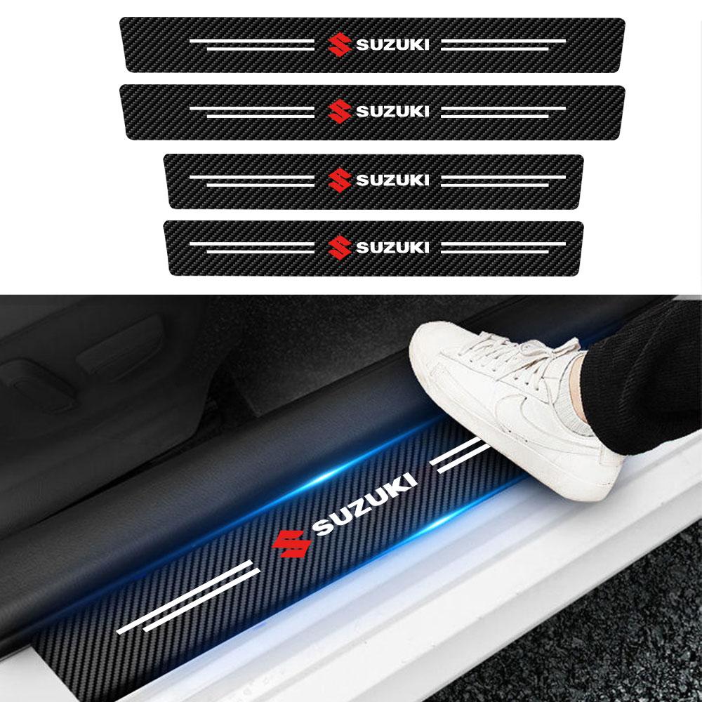 Car Styling Carbon Fiber Door Sill Bumper Stickers Decorative Accessories For Suzuki Swift Jimny Vitara Samurai Baleno Alto SX4