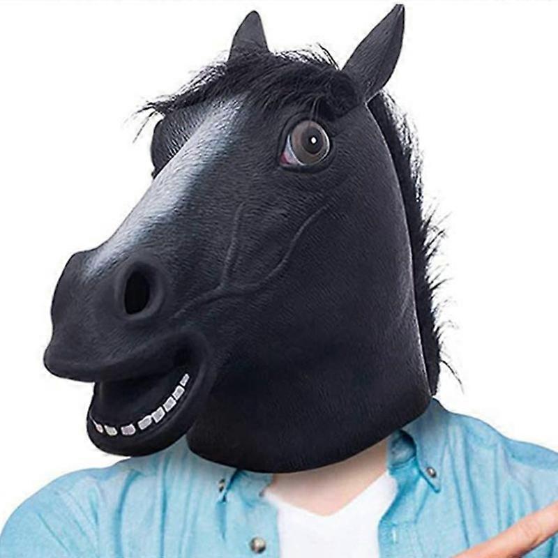 Horse Head Mask Animal Headdress Role Play Unicorn Mask Spoof Props (Dark Horse)