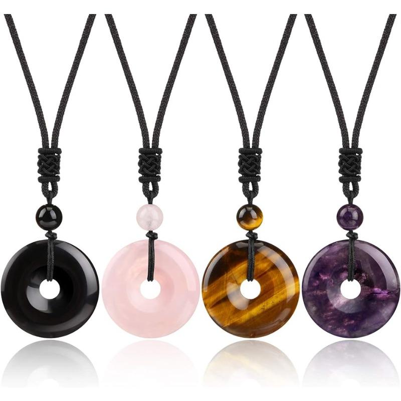 

Ожерелье с подвеской-амулетом Lucky Charm Агат, регулируемое плетеное ожерелье из веревки для мужчин и женщин