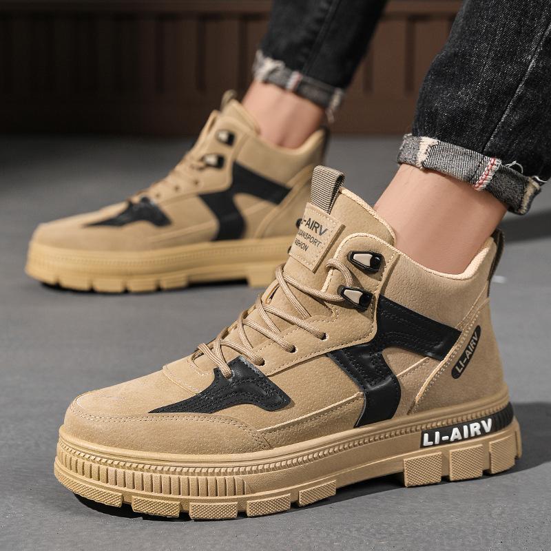 

New Men s Boots Outdoor Platform Designer Men s Ankle Boots Fashion Motorcycle Boots Lace-Up Men s Non-slip Work Shoes Male 39
