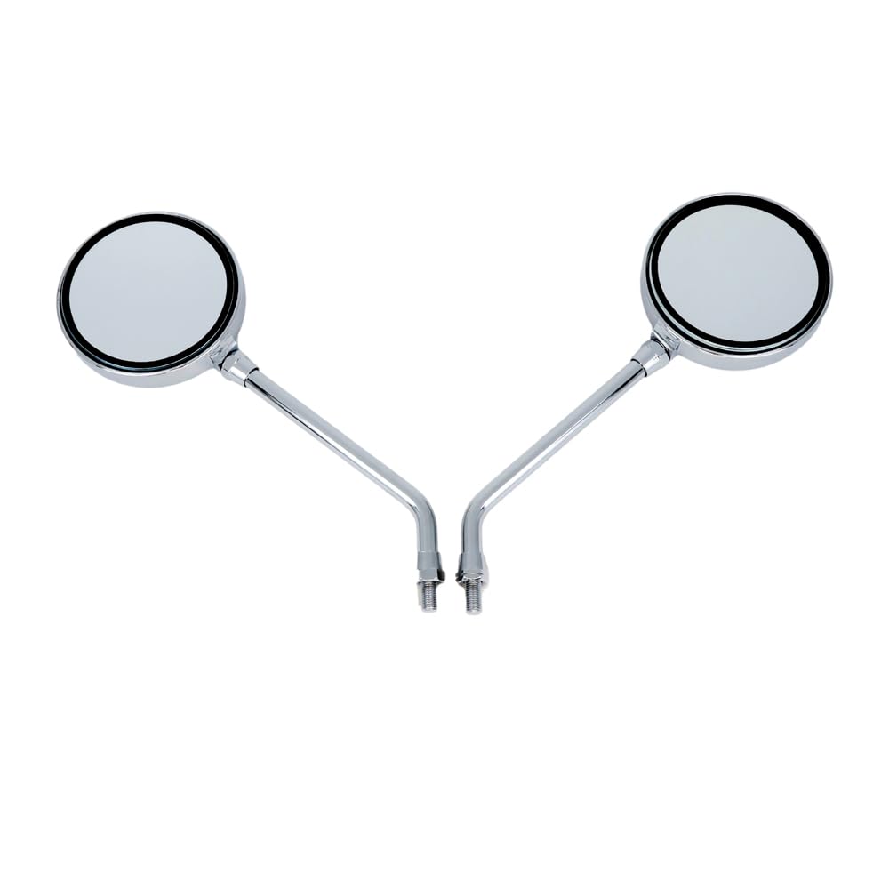 ALBA Z2 Round Motorcycle Rearview 10mm Long Set of 1 Mirrors, Left-Right Thread, Stays, (101-030)