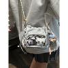 JIAERDI Drawstring Ripple Ita Bag Women Basic Anime Transparent Shoulder Bag Ladies Daily Casual Compact Bucket Crossbody Purse