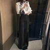 Women's French Double-Waist Straight-Leg Trousers: Hip-Covering, Slightly Flared, Wide-Leg, Casual Suit Pants with Excellent Drape