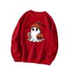 New 2025 European and American Halloween cute ghost print versatile crew neck casual long-sleeved sweater