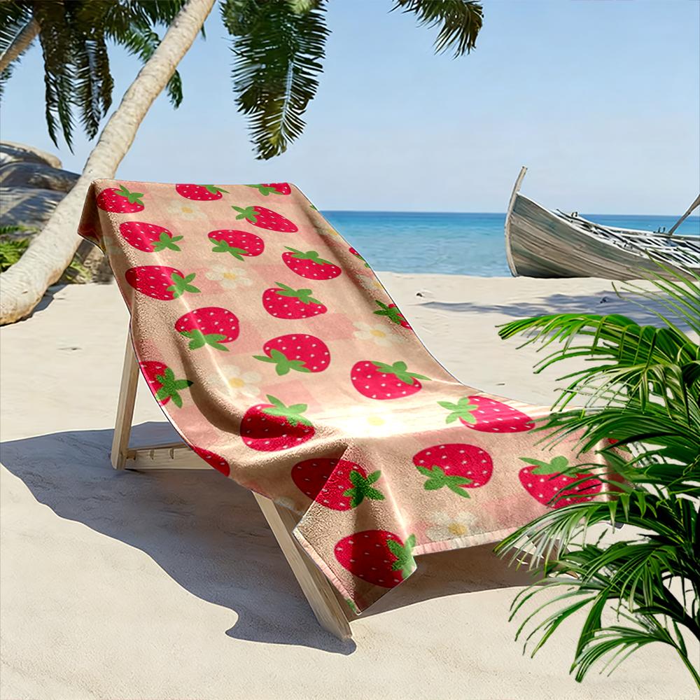 Strawberry and Daisy Pattern Beach Towel Beach towel quick-drying for travel outdoor sports jogging beach and swimming