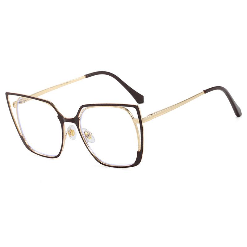 Square hollow flat mirror new anti-blue glasses frame European and American plain face high-end sense versatile glasses frame women