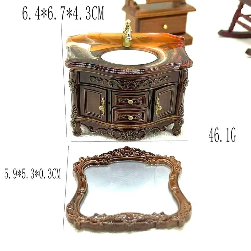 Domeček pro panenky Mini Nábytek Umyvadlo Umyvadlo Zrcadlo Mini Koupelna Scéna Domácí Umyvadlo Hračka Ornament pro Domečky pro panenky Doplňky dekorace