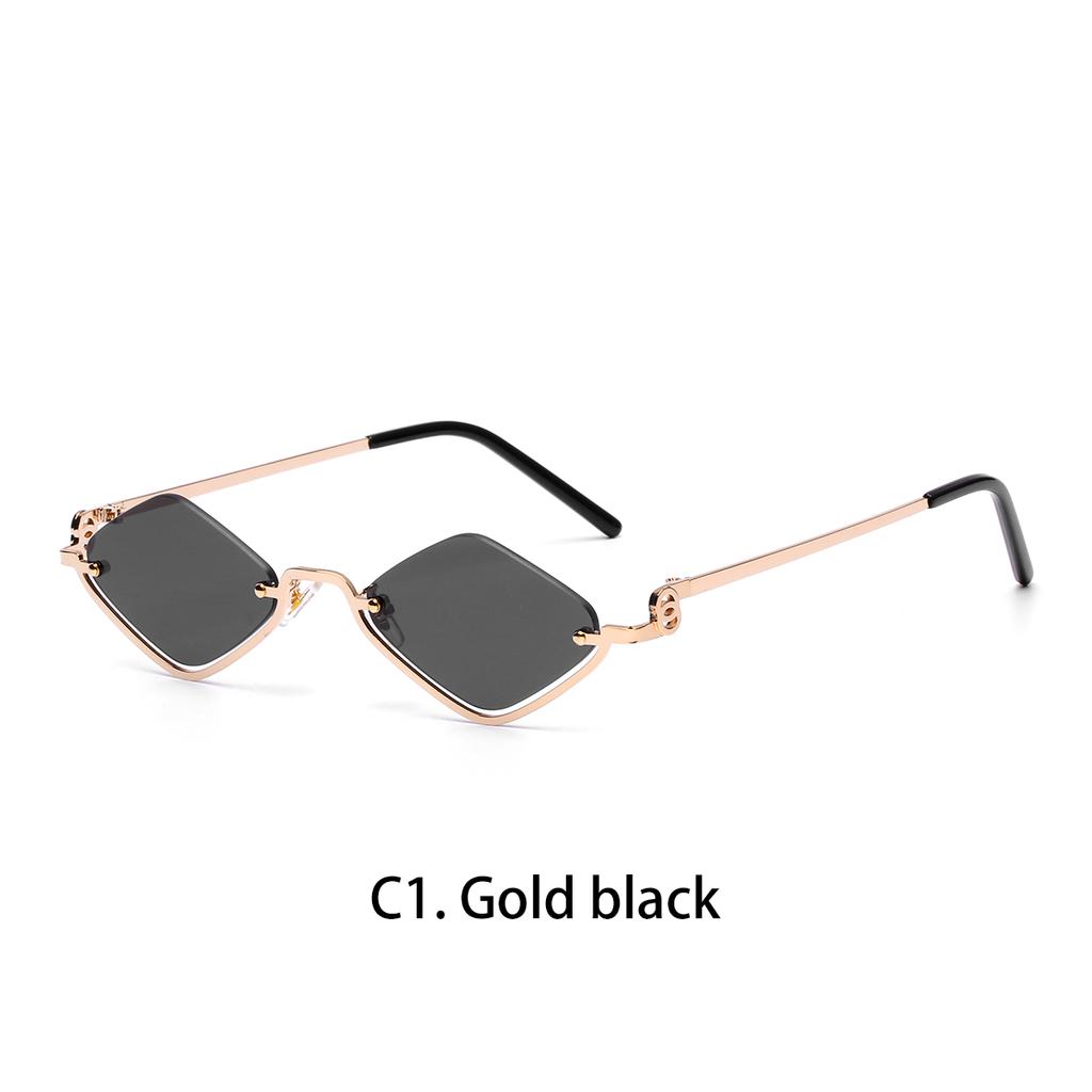 Fashion Small Polygonal Sunglasses Women Luxury Brand Metal Half Frame Sun Glasses Ladies Hipster sexy Cat Eye Shades Vintage