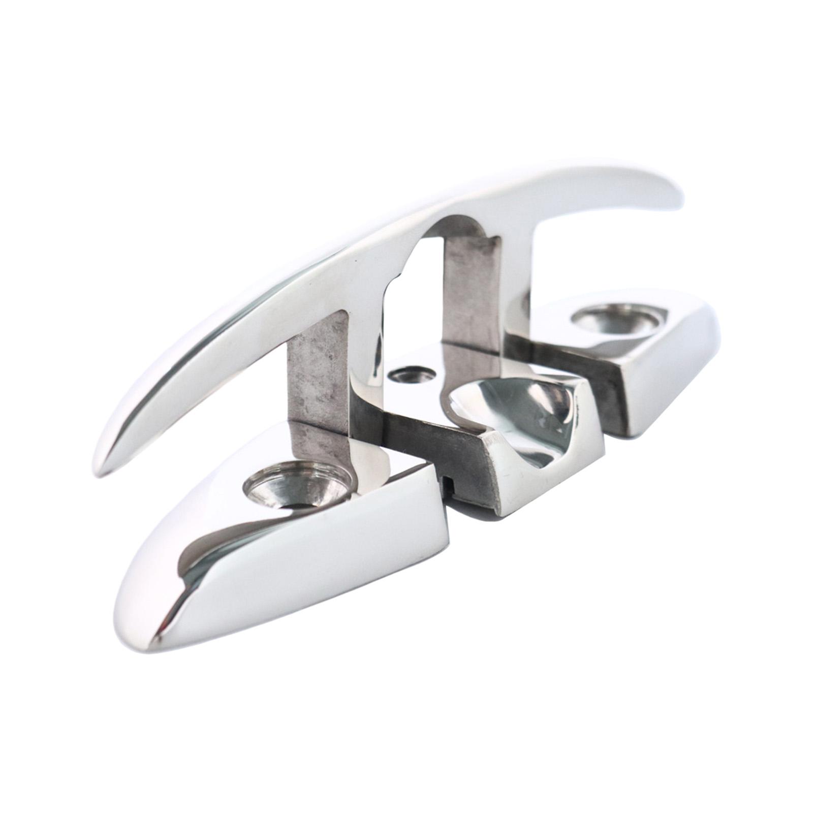 

Compact Foldable Deck Cleat Space Saving Designs Saltwater Resistant Deck Mounted Rope Fastener for Docking 5 inches