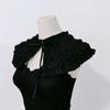 Women Renaissance Detachable False Collar Shawl Scarf French Style Elegant Tiered Ruffle Capelet Ribbon Tie Up Boleros