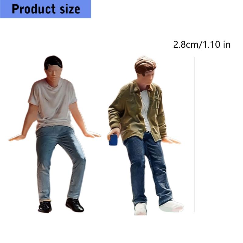 1/64 Scale Miniature Resin Sitting People Figurine Handcrafted With Detailed Painting For Home Decors And Model Displays