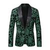 Mens Sequin Velvet Blazer Jacket Fashion Party Stage Performance Nightclub Suit Coat