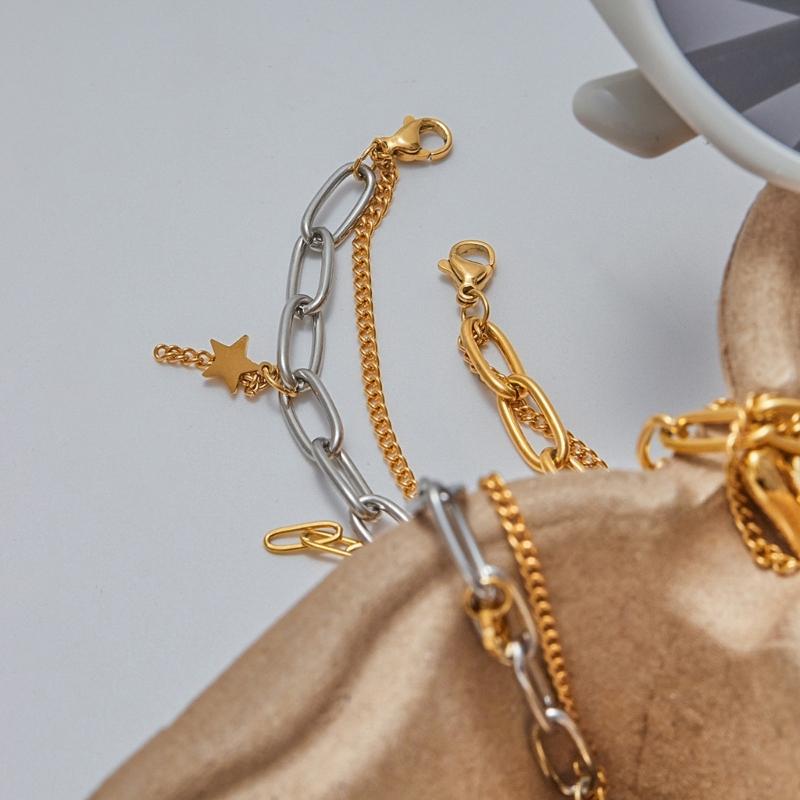 Elegant Stainless Steel Layering Heart Charm Adjustable Wrist Chain Bracelet For Everyday Wear Casual Formal Outfit