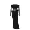 JY summer new long dress, European and American style temperament sexy one-word shoulder mesh hollow dress women