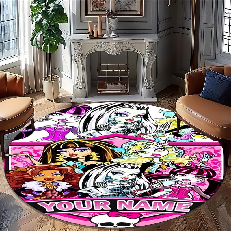 Customizable Monster High Draculaura1 Round Non-Slip Carpet - Ideal for Garden, Picnic, Office, Perfect for Decoration, Suitable For All Seasons