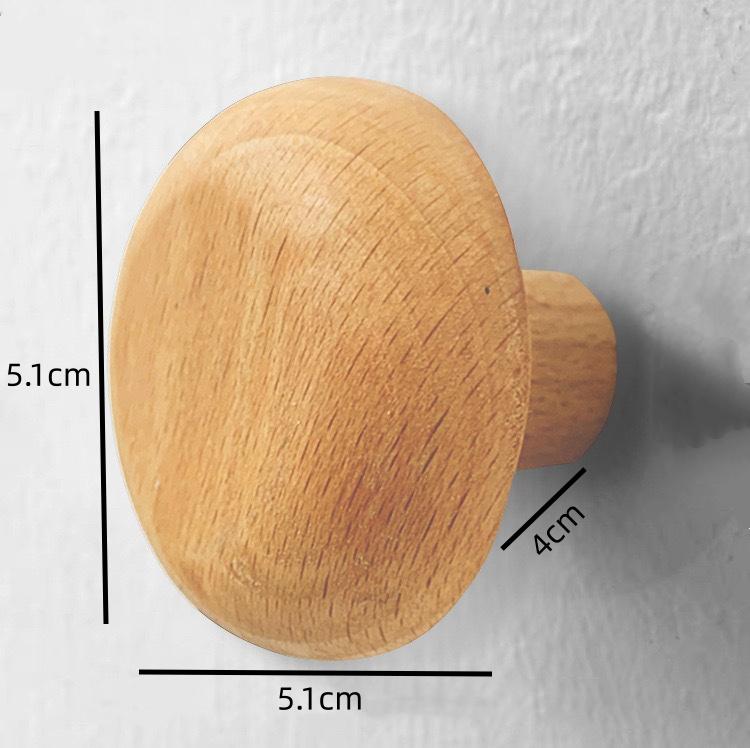 Solid Wood Pebble Shaped Hook Handle Clothes Hook Jacket Hook Wall Mounted Hook Non Punched Door Hanger Round Stone Cabinet Door