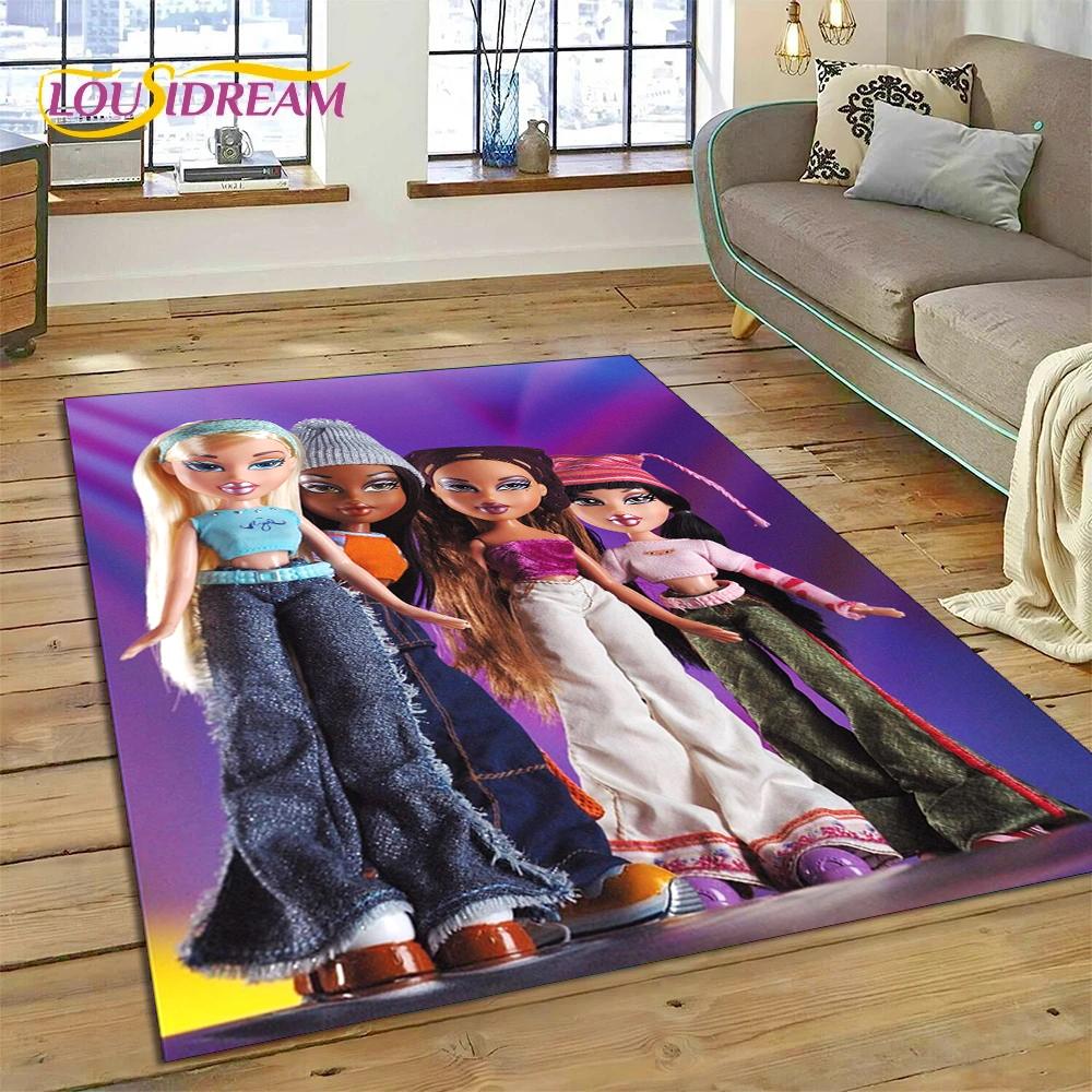 HD Cartoon Bratz Doll Cute Girls 3D Rug Carpet for Living Room Bedroom Home Decor,Floor Mat Non-slip Decoration for Sofa Doormat