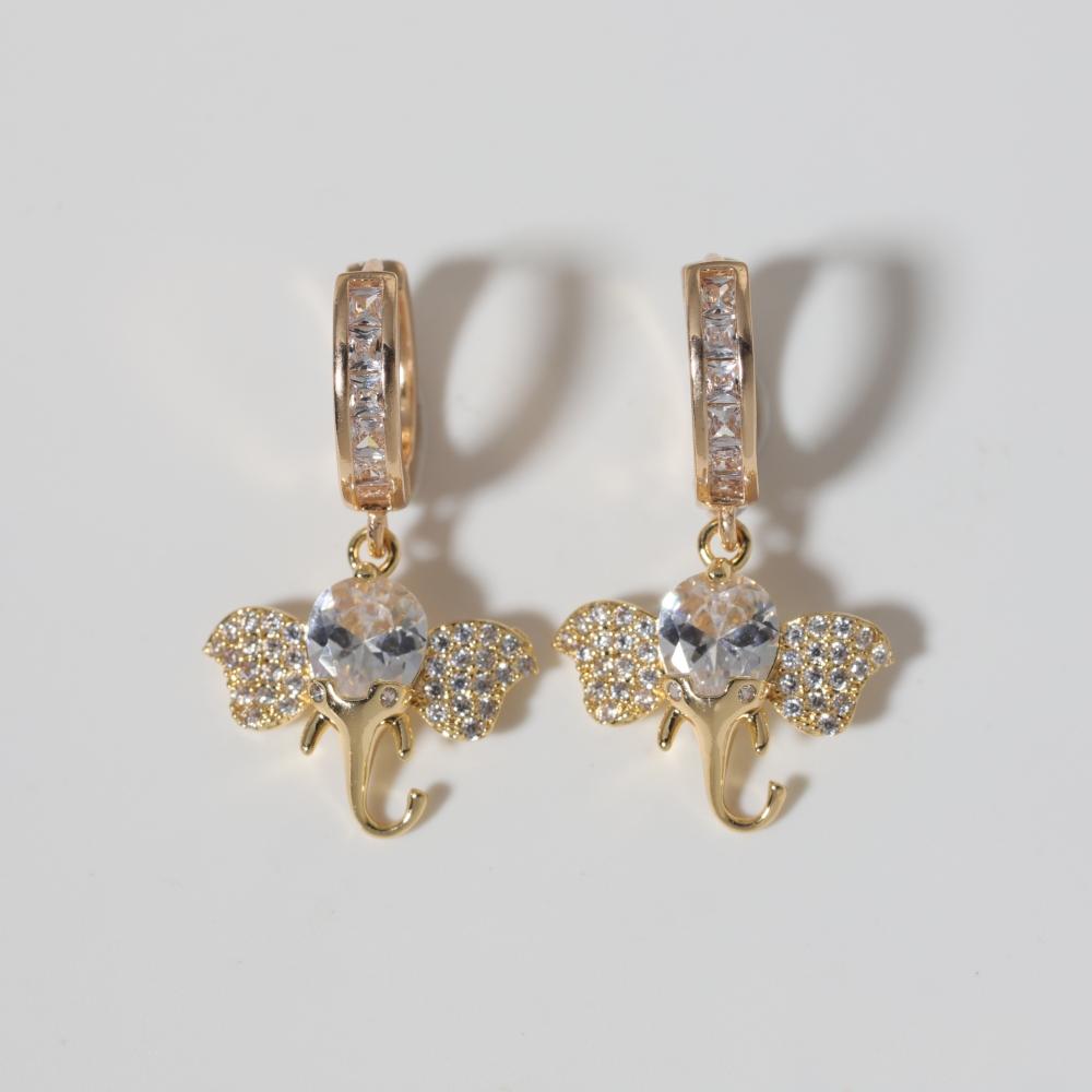 1 Paar Mode Elefanten Hängeohrringe für Damen Zirkonia Ohrring Schmuck Hochzeitsparty Accessoires